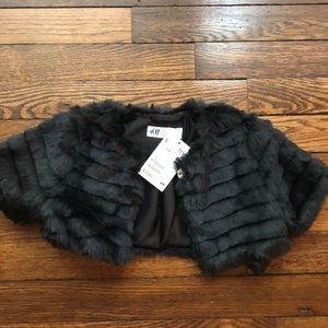 NWT faux fur bolero size 2-3